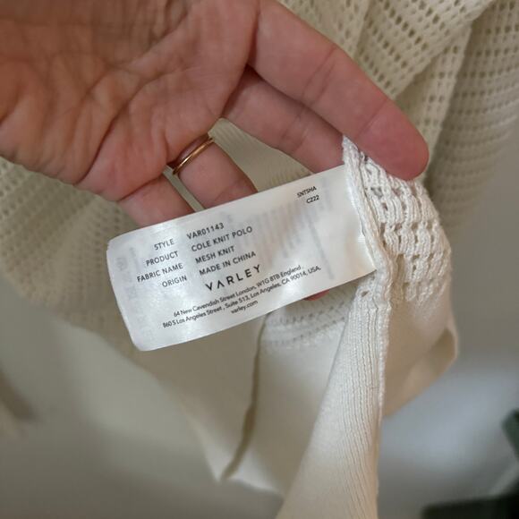 Varley Cole Knit Mesh Polo Sweater Sz Small - Picture 7 of 8
